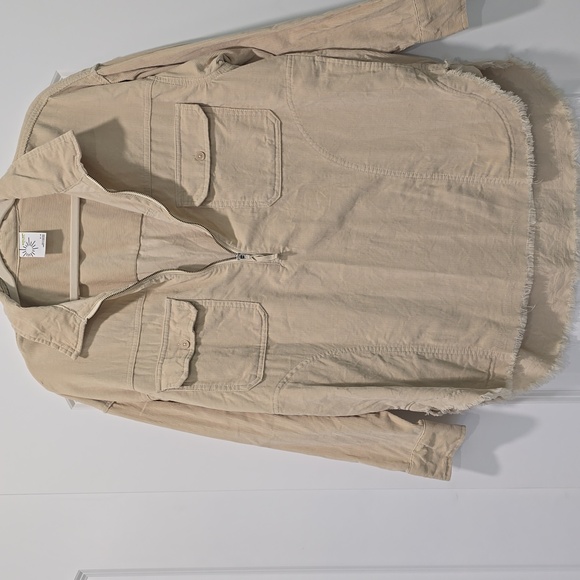 Aerie Light Tan Corduroy Half-zip Utility Jacket - Picture 2 of 4